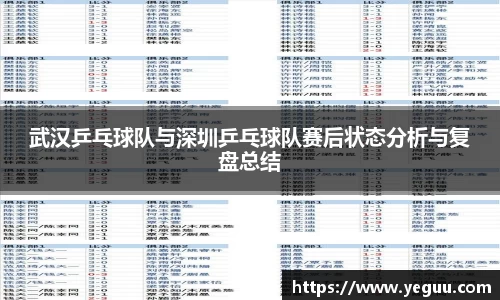 武汉乒乓球队与深圳乒乓球队赛后状态分析与复盘总结
